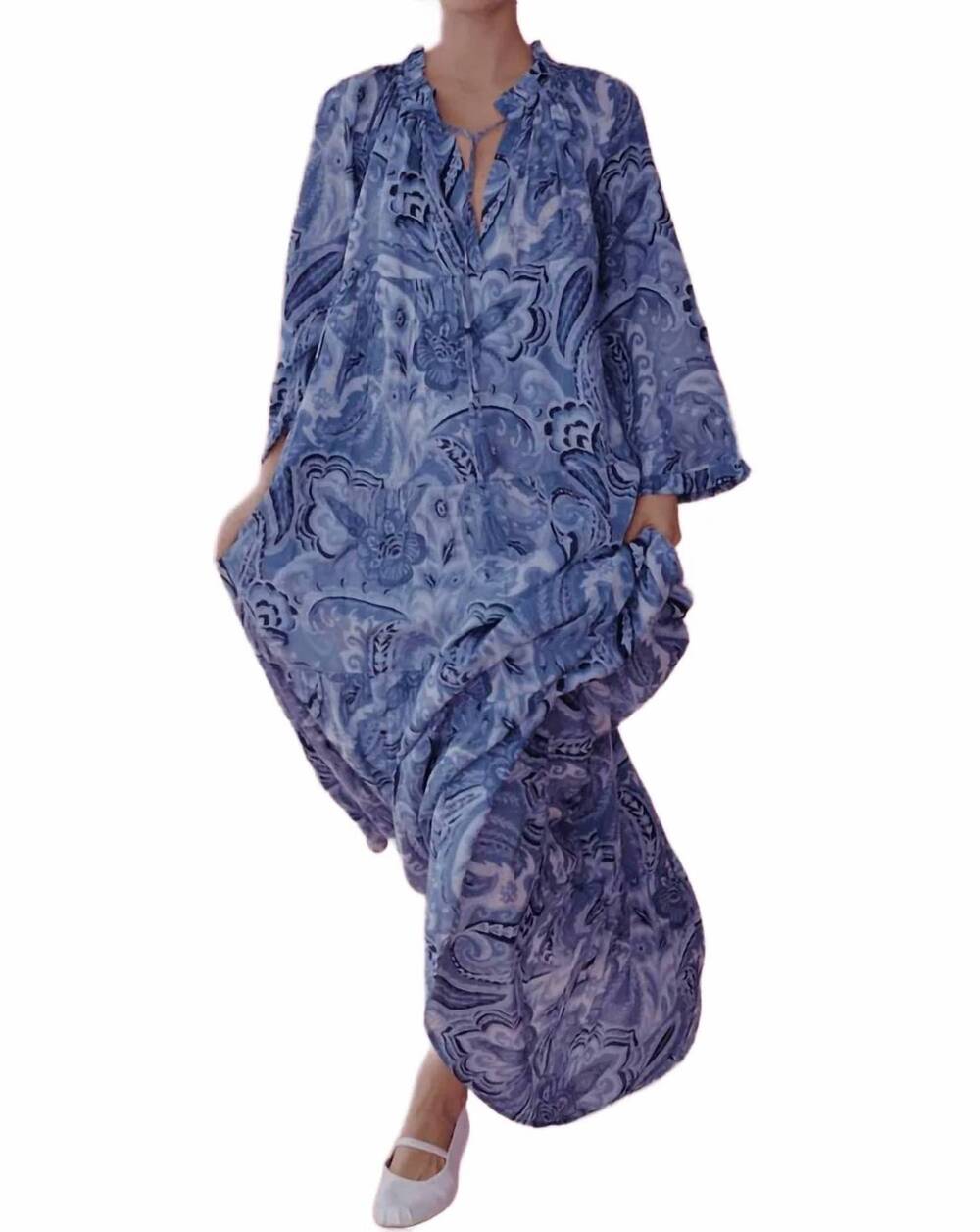 NEW GUADALUPE DESIGN ceru maxi dress in blue
